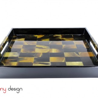 Rectangle lacquer tray attached with horn 40*30*H5 cm